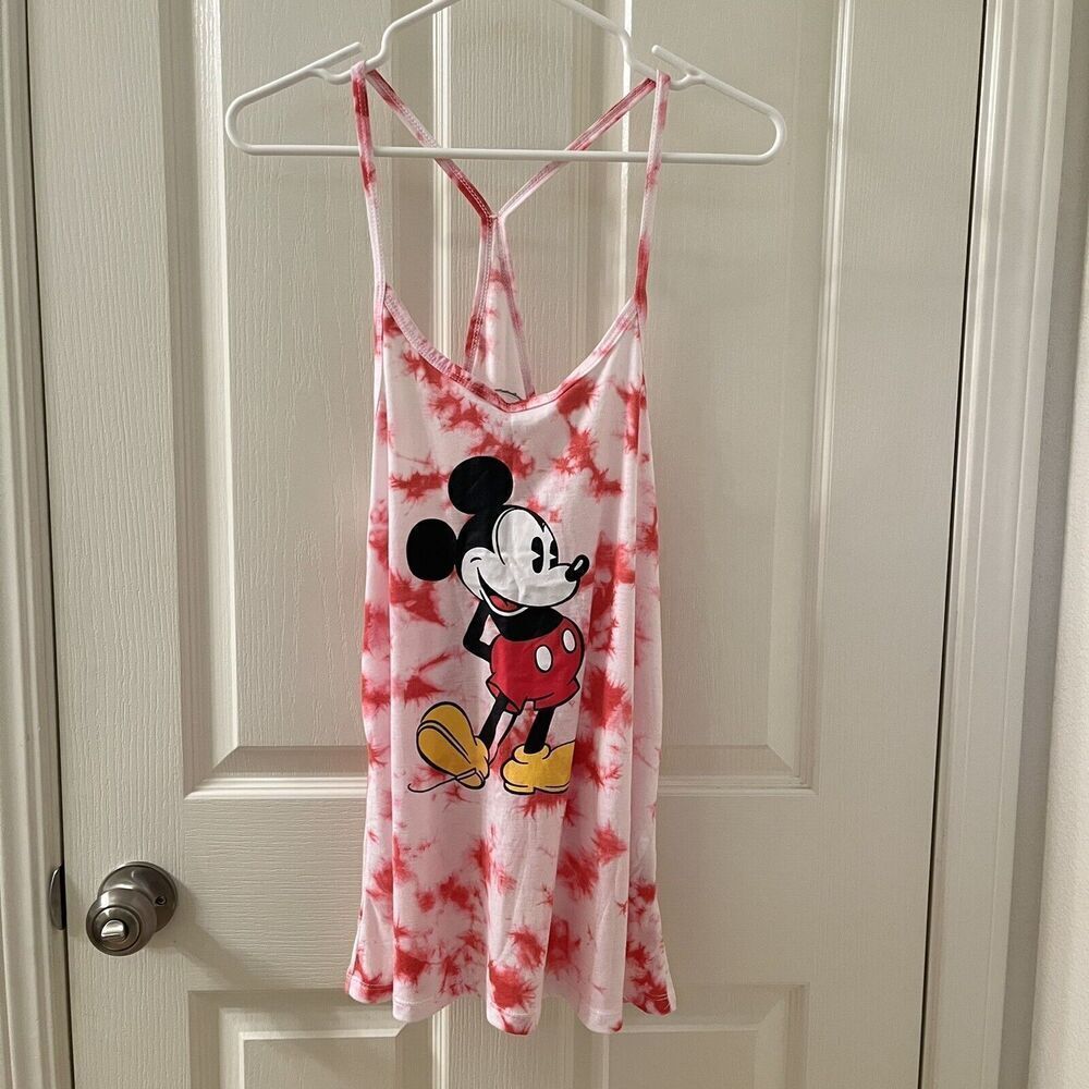 Disney Mickey Mouse Racerback Red & White Tie-Dye Tank Size Medium (7/9)